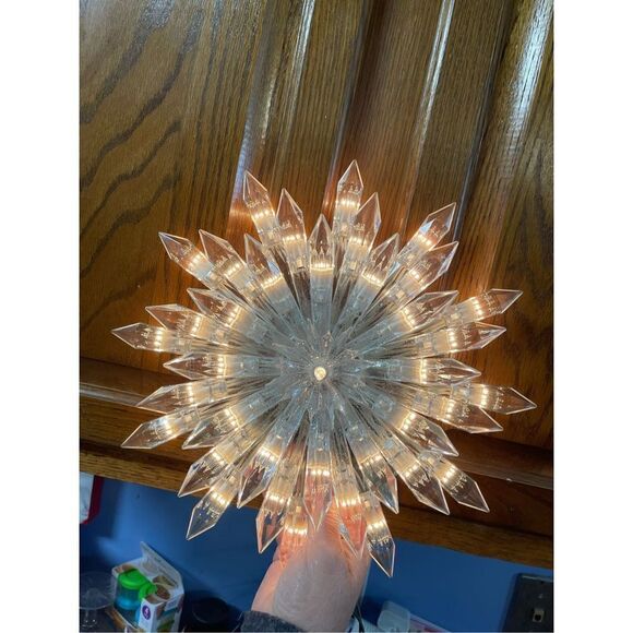 Large Lighted VTG Starburst Snowflake Christmas Tree Topper - Picture 2 of 8